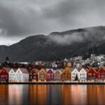 Houses in Norway on fjord