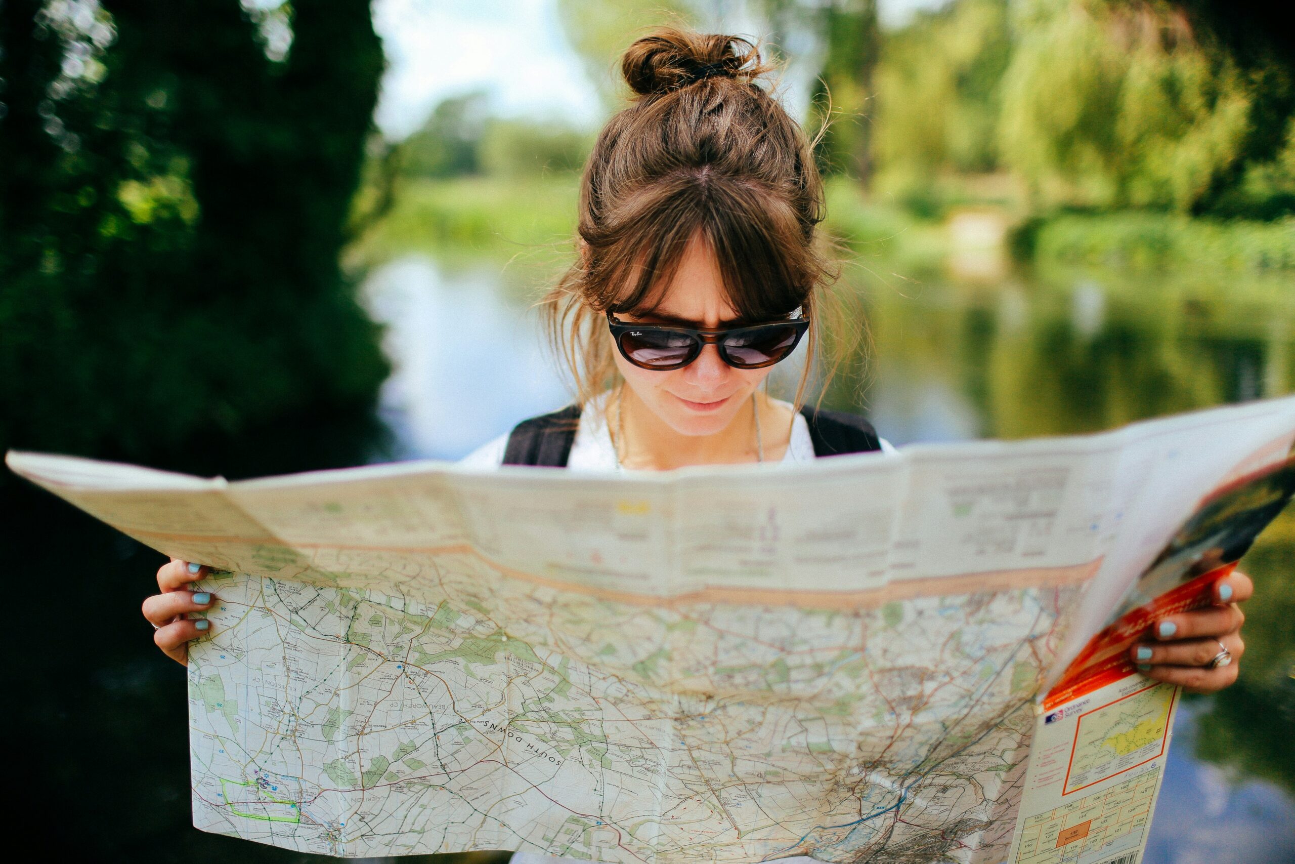 Digital nomad with a map