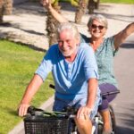 Retired US expats having fun riding a tandem bike in Panama