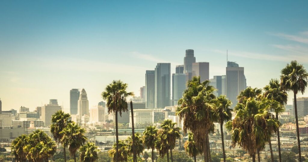 Los Angeles skyline. California is one of the most well-known sticky states, making it challenging for US citizens to change their tax residency.