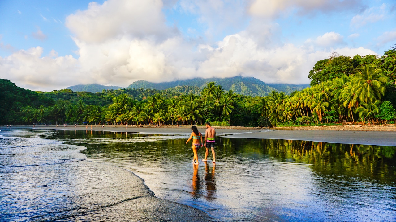 Lush coastline and mountain views in Uvita, capturing the tropical lifestyle enjoyed by Americans living in Costa Rica.