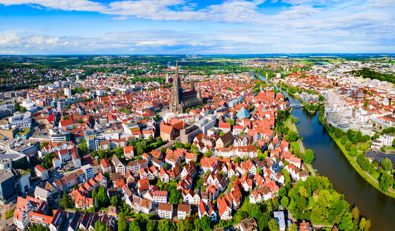 Panoramic view over Ulm, Germany, where many expats and visitors ask: does Germany have free healthcare?
